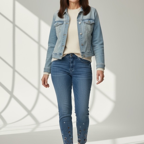 🌼 Charlie B Embroidered Ankle Jeans – Size 8 - Picture 7 of 8